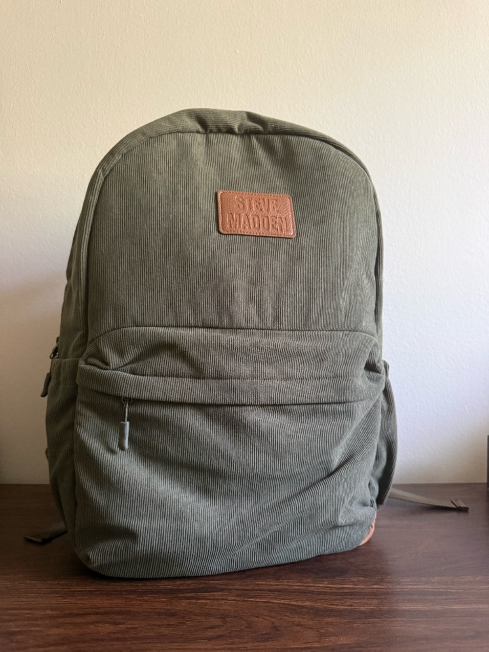 Steve Madden Olive Green Corduroy Laptop Large Backpack Bag